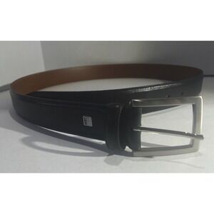 NWOT Johnston & Murphy Mens Black Leather Dress Belt Silver Buckle 36/ 1.25" USA